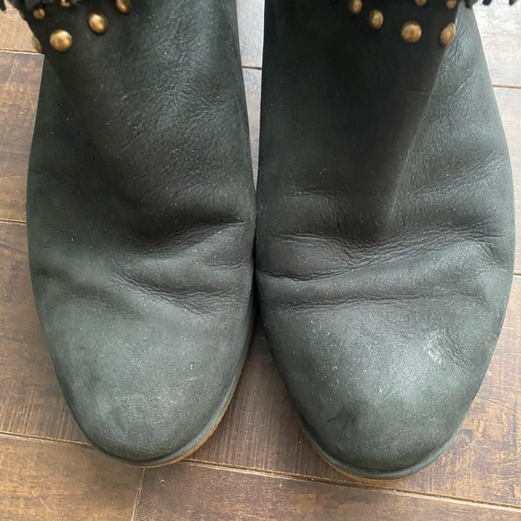 UGG Ariane Black Studded Nubuck Fringe wedge boots - Picture 3 of 15